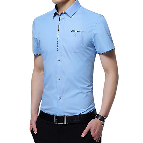 

Men's Daily Work Business / Basic Shirt - Geometric Embroidered / Print Wine