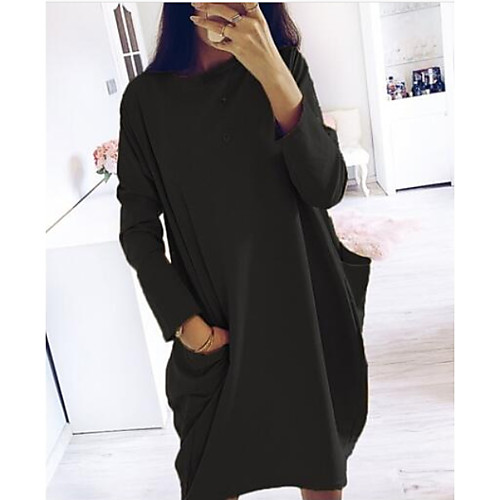 

Women's Wine Yellow Dress Shift Solid Color S M Loose