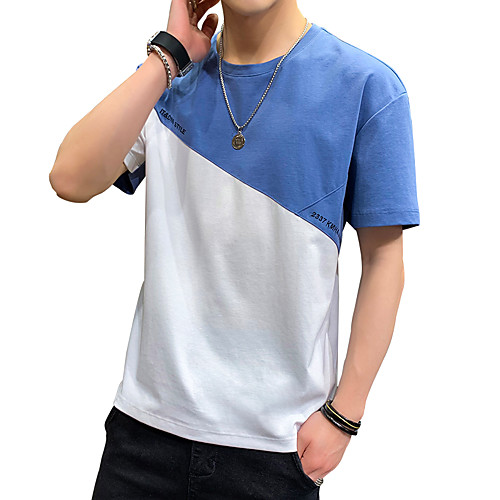 

Men's Daily T-shirt - Geometric / Color Block / Solid Colored Blushing Pink