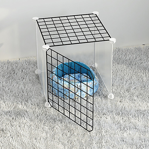 

Dog Playpen Play House Fence Systems Foldable Washable Durable Free Standing Plastic Black 5 pcs