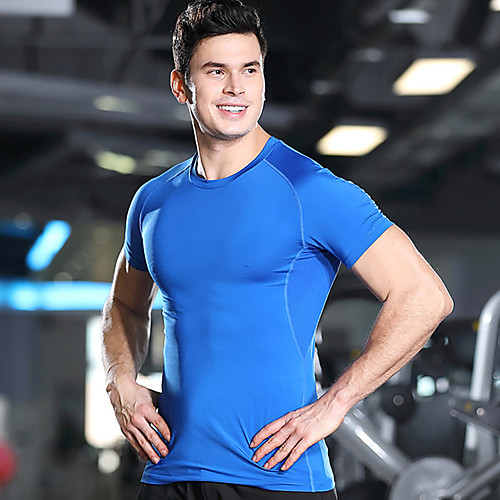 

Men's Daily Sports Basic / Street chic T-shirt - Solid Colored Patchwork Blue