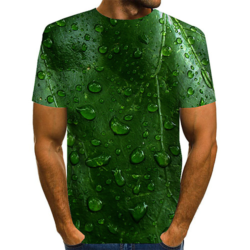 

Men's Daily Going out Basic / Street chic T-shirt - 3D / Graphic Print Green