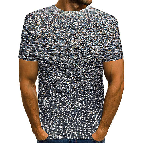 

Men's Daily Weekend Basic / Exaggerated T-shirt - Color Block / Rainbow / Abstract Print Black