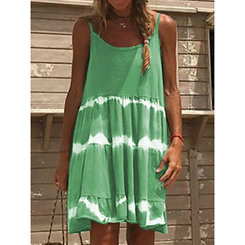 

Women's Yellow Green Dress Sheath Print S M