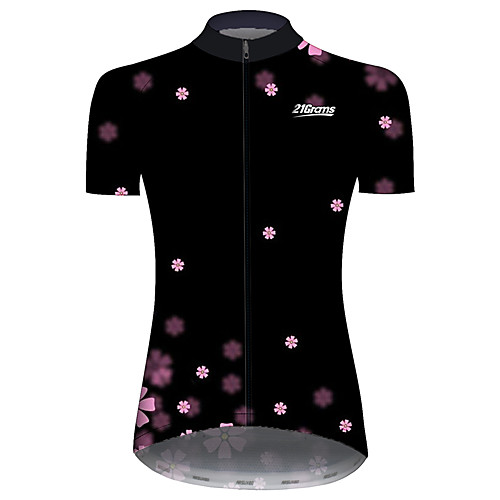 

21Grams Women's Short Sleeve Cycling Jersey Black / Red Floral Botanical Bike Jersey Top Mountain Bike MTB Road Bike Cycling UV Resistant Breathable Quick Dry Sports Clothing Apparel / Stretchy