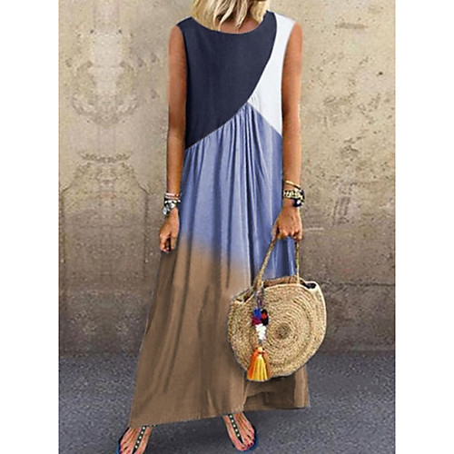 

Women's Purple Khaki Dress Shift Color Block S M