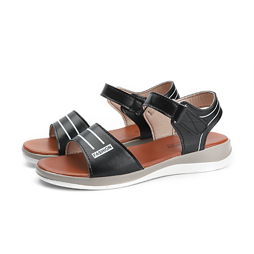 

Women's Sandals Flat Heel Open Toe PU Casual Summer Blue / White / Black
