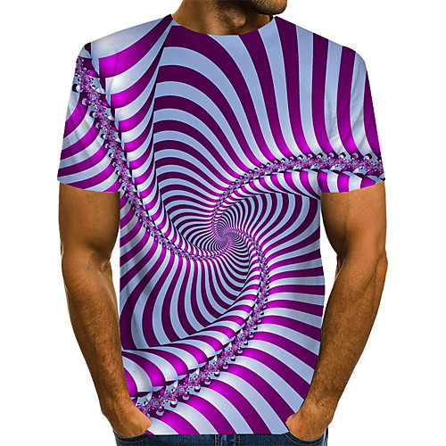 

Men's Daily Going out Basic / Street chic T-shirt - 3D / Graphic / Visual Deception Print Purple