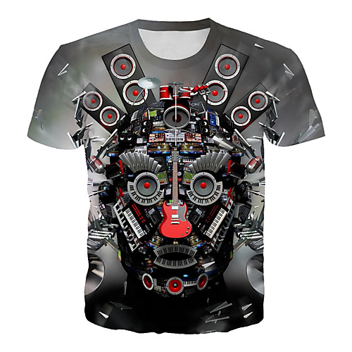 

Men's Daily Club Rock / Exaggerated T-shirt - Geometric / 3D / Graphic Tiger, Print Dark Gray