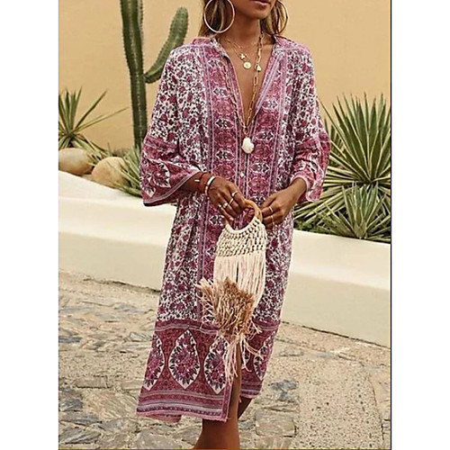 

Women's Blushing Pink Green Dress Casual Spring & Summer Loose Floral S M
