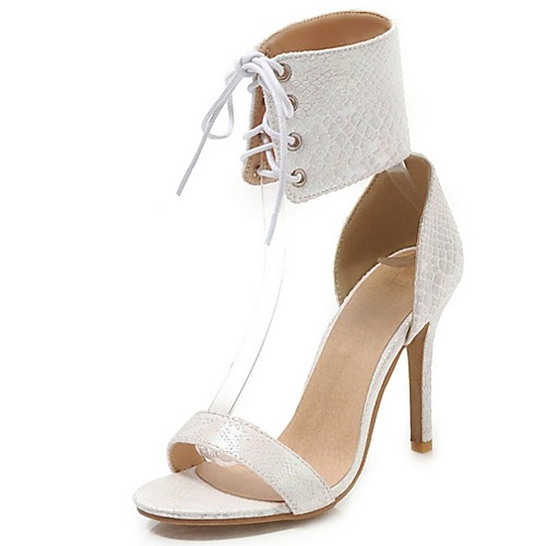 

Women's Sandals Stiletto Heel Round Toe PU Spring & Summer White / Black