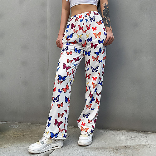 

Women's Active / Street chic Wide Leg / Chinos Pants - Pattern / Animal White S M L