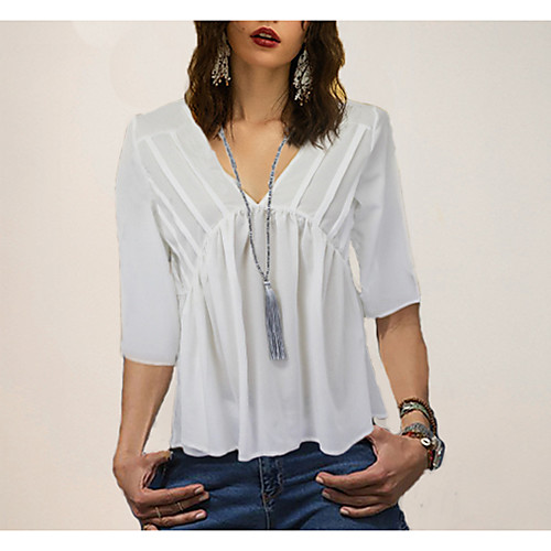 

Women's Daily Blouse - Solid Colored Blushing Pink