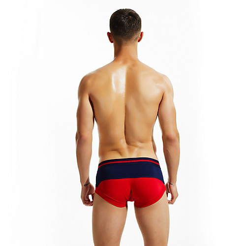 

SEOBEAN Men's Sport Briefs Running Shorts Sports Boxer Briefs Underwear Trunks Running Jogging Training Sprint Breathable Quick Dry Soft Color Block Red Grey Dark Blue / Micro-elastic