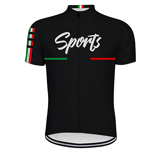 

21Grams Men's Short Sleeve Cycling Jersey Black / White Bike Jersey Top Mountain Bike MTB Road Bike Cycling UV Resistant Breathable Quick Dry Sports Clothing Apparel / Stretchy