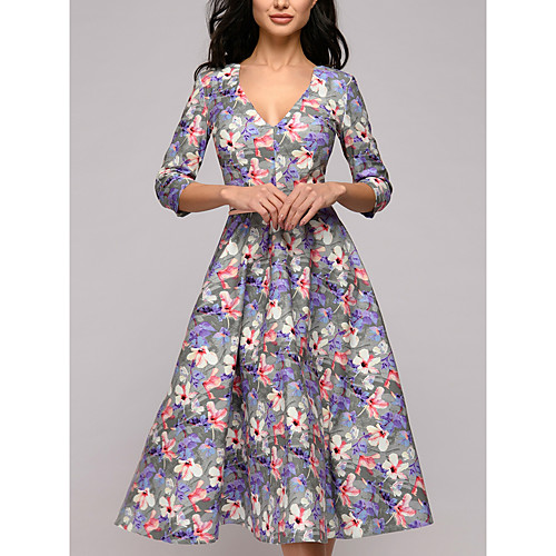 

Women's Light Blue Dress A Line Floral M L