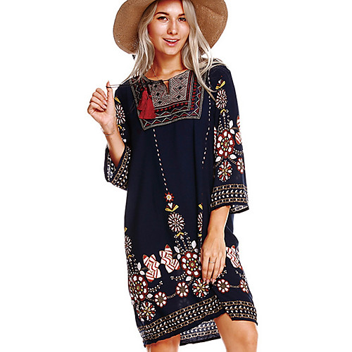 

Women's Blue Dress A Line Floral M L