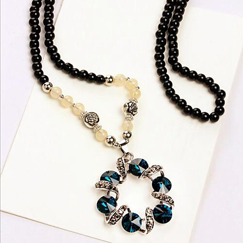 

Women's Blue Cubic Zirconia Long Necklace Classic Flower Shape Simple Classic Fashion Chrome Blue 80 cm Necklace Jewelry 1pc For Gift Daily Festival