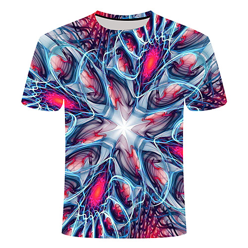 

Men's Daily Going out Basic T-shirt - 3D / Visual Deception Print Rainbow