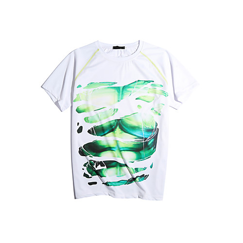 

Men's Graphic Print T-shirt Basic Daily Sports Round Neck Green / Short Sleeve
