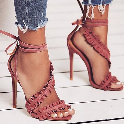 

Women's Wedding Shoes Stiletto Heel Open Toe PU Spring & Summer Red / White / Black