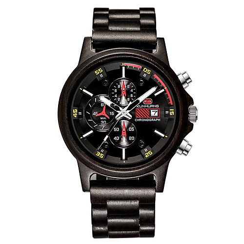

Men's Sport Watch Quartz Wood Calendar / date / day Day Date Analog Fashion Cool - Red Brown Black One Year Battery Life