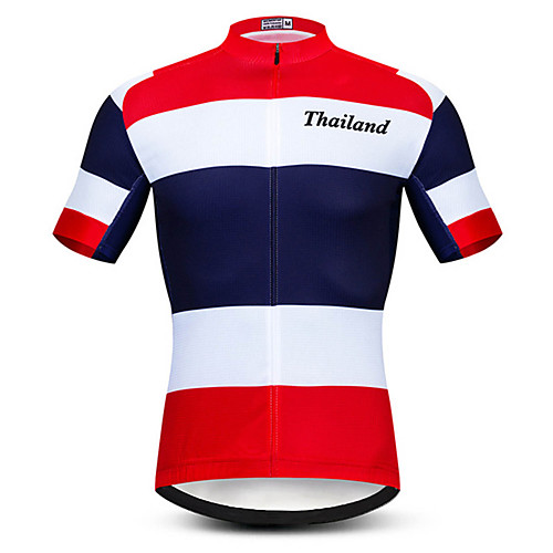 

21Grams Men's Short Sleeve Cycling Jersey Red / White Bike Jersey Top Mountain Bike MTB Road Bike Cycling UV Resistant Breathable Quick Dry Sports Clothing Apparel / Stretchy