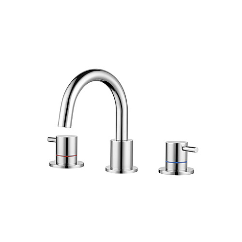 

Bathroom Sink Faucet - Widespread Chrome / Nickel Brushed Finish Dual Levers Bath Basin Faucet Hot and Cold Water Mixer Tap