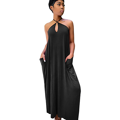 

Women's Black Dress Loose Solid Color S M