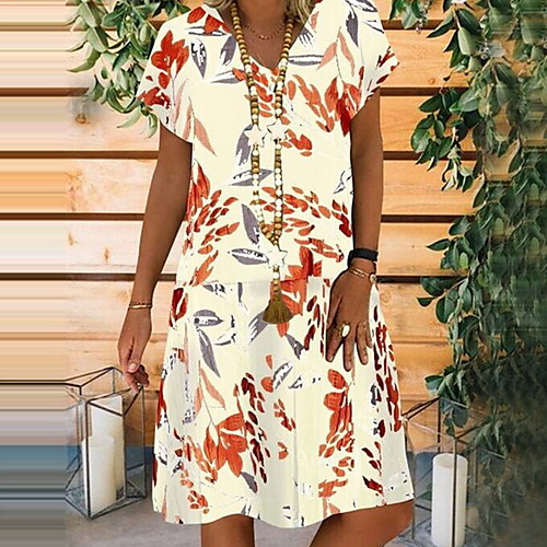 

Women's White Black Dress A Line Geometric S M