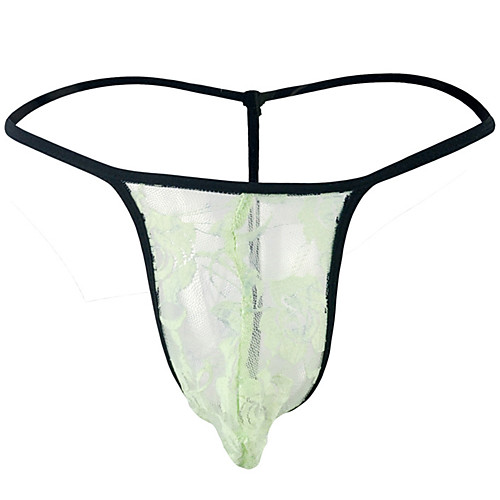 

Men's Lace G-string Underwear - Normal Low Waist Green Black One-Size