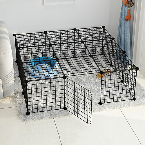 

Dog Playpen Play House Fence Systems Foldable Washable Durable Free Standing Metal Black 21pcs