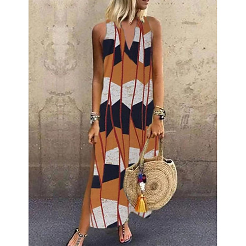 

Women's Khaki Dress Shift Print S M