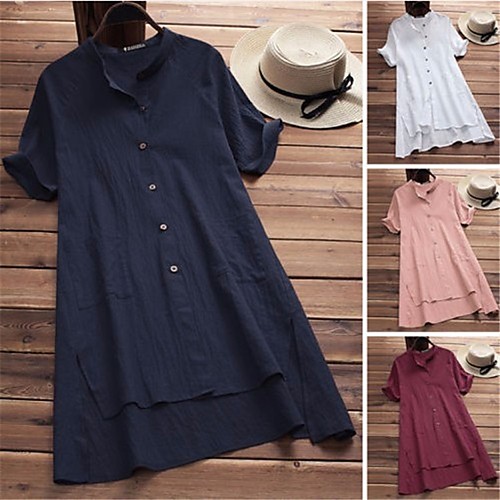 

Women's Wine Blushing Pink Dress Loose Solid Color S M