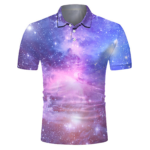 

Men's Club Weekend Rock / Exaggerated Polo - Galaxy / Color Block / 3D Print Rainbow