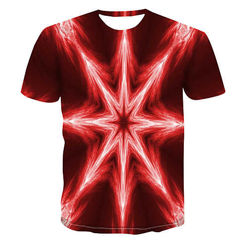 

Men's Club Weekend Street chic / Punk & Gothic T-shirt - Color Block / 3D / Abstract Print Red
