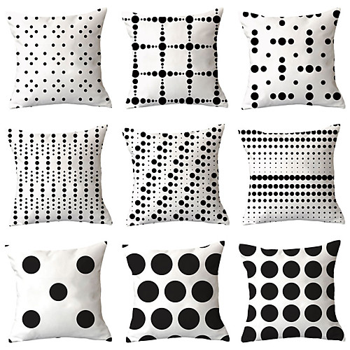 

9 pcs Polyester Pillow Cover, Geometric Geometic Simple Classic Square Traditional Classic