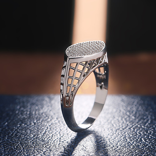 

Women's Ring Belle Ring AAA Cubic Zirconia 1pc White Copper Silver-Plated Irregular Statement Luxury Party Evening Gift Jewelry Geometrical Wearable