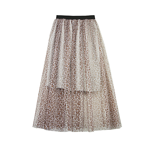 

Women's Dress / Going out Active / Street chic Pencil Skirts - Leopard Tulle Light gray Brown One-Size