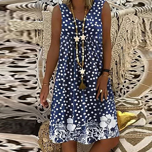 

Women's Navy Blue Light Blue Dress Loose Geometric S M