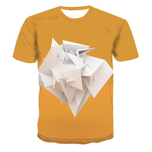 

Men's Club Weekend Street chic / Punk & Gothic T-shirt - Color Block / 3D / Abstract Print Yellow