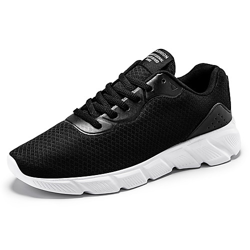

Men's Mesh Fall / Spring & Summer Sporty / Casual Athletic Shoes Running Shoes / Walking Shoes Breathable Color Block Black and White / White / Black