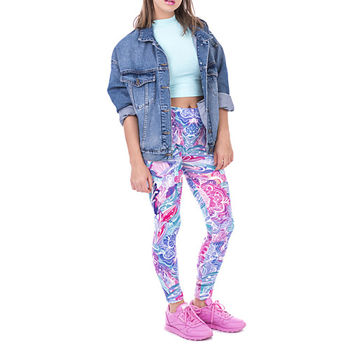 

Women's Sports / Yoga Sporty / Basic Legging - Print, Print Mid Waist Rainbow One-Size