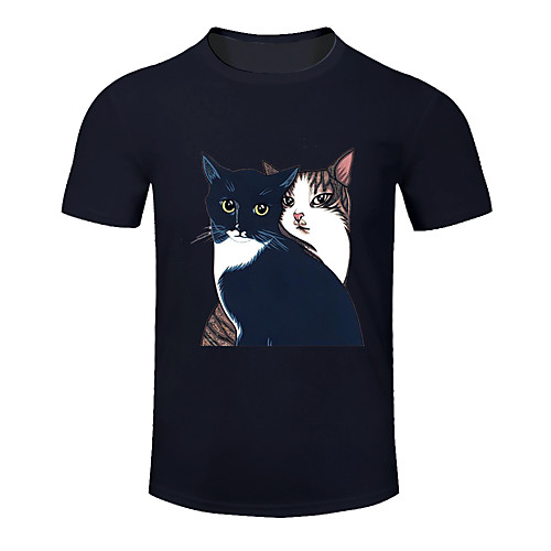 

Men's Women's Cotton Running T-Shirt Workout Shirt Round Neck Running Active Training Jogging Breathable Quick Dry Moisture Wicking Sportswear Cat Plus Size Tee / T-shirt Top Short Sleeve Activewear