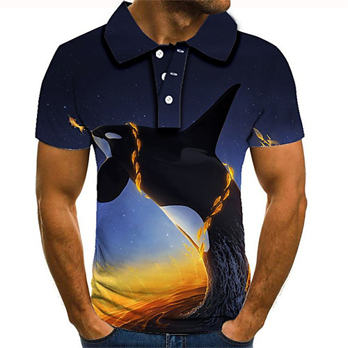 

Men's Daily Going out Street chic / Exaggerated Polo - Color Block / 3D / Graphic Rainbow