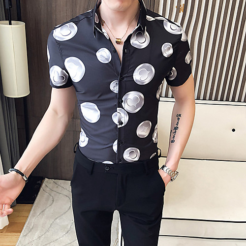

Men's Daily Going out Basic / Elegant Shirt - Color Block / 3D White
