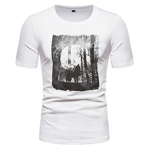 

Men's Animal Print T-shirt Basic Daily Round Neck White / Short Sleeve