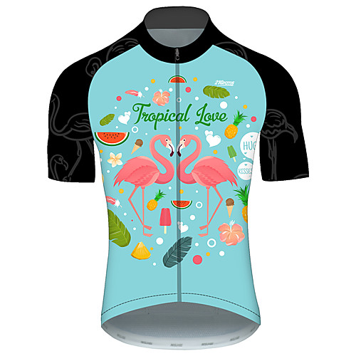 

21Grams Men's Short Sleeve Cycling Jersey PinkGreen Flamingo Animal Floral Botanical Bike Jersey Top Mountain Bike MTB Road Bike Cycling UV Resistant Breathable Quick Dry Sports Clothing Apparel