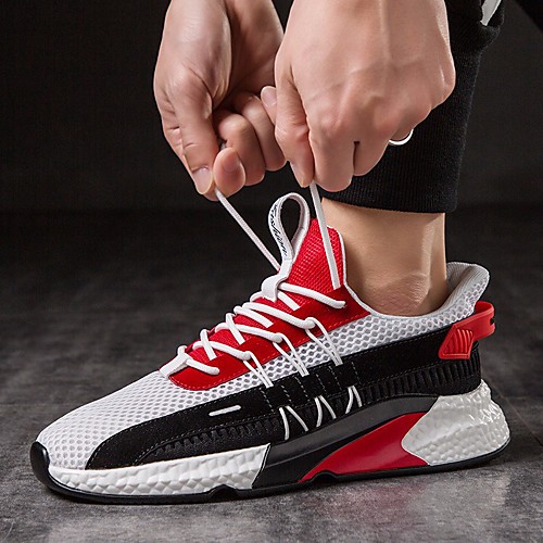 

Men's Elastic Fabric Spring & Summer Sporty Trainers / Athletic Shoes Walking Shoes Breathable Color Block Pink / White / White / Yellow / Black / Blue