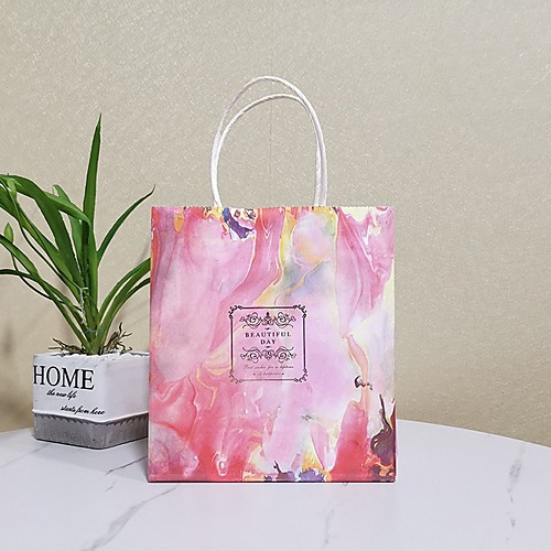 

Women's Card Paper Top Handle Bag 2020 Geometric Pattern Blushing Pink